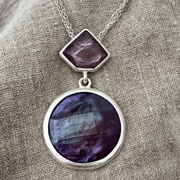 Kenneth Cole Purple & Silver Pendant Necklace - Picture 1 of 4